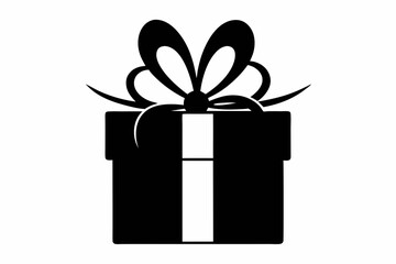 Gift box icon Silhouette vector illustration, christmas gift box with ribbon