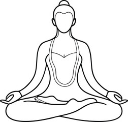 meditation practices line art vector illustration