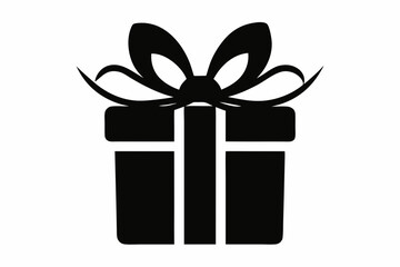 Gift box icon Silhouette vector illustration, christmas gift box with ribbon