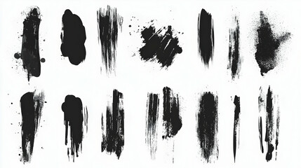 Black Ink Brush Strokes Grunge Texture Design Elements