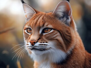 Asian Golden Cat close up with golden fur and sharp eyes in natural setting