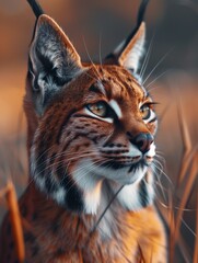 Fototapeta premium Caracal, Desert Lynx, African Feline in Natural Savanna