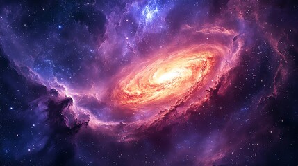 Obraz premium Galactic core with swirling stars and dense cosmic dust clouds, space, center of the universe