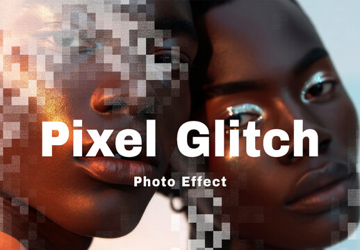 Pixel Glitch PSD Photo Effect