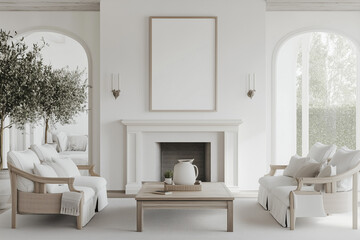 Frame mockup, Poster mockup, classic living room interior, luxury living room interior, frame, sofa