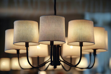 Modern Chandelier with Fabric Shades