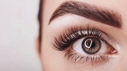 Obraz premium Close-up of a Woman's Eye with Eyelashes
