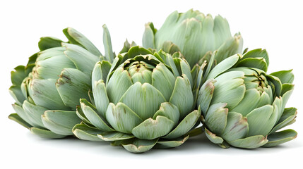 Fototapeta premium Fresh Green Artichokes Isolated on White Background