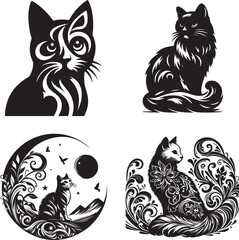 Cat silhouette shape vector design