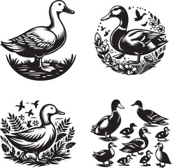 Fototapeta premium Duck silhouette shape vector design