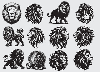 stunning lion silhouette set