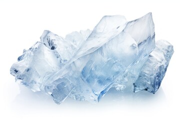 Obraz premium Natural ice crystal mineral white background.