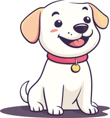 Fototapeta premium Cute dog illustration cartoon style pet happy smiling adorable funny puppy character baby animals