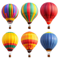 Fototapeta premium Colorful hot air balloons flying in the clear sky, showcasing vibrant patterns and designs during a sunny day at a festival