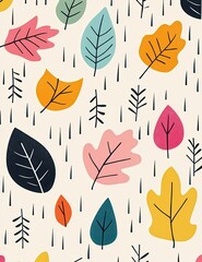 A vibrant pattern featuring colorful leaves, perfect for autumn-themed designs and creative projects.