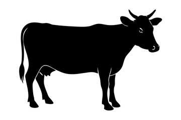 cow silhouette, cow vector illustration, bull, cow icon	
