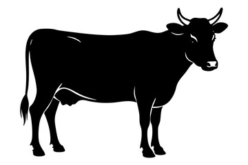 cow silhouette, cow vector illustration, bull, cow icon	
