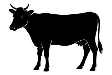 cow silhouette, cow vector illustration, bull, cow icon	
