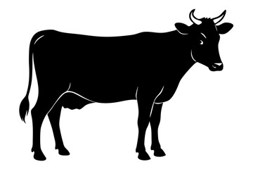 cow silhouette, cow vector illustration, bull, cow icon	
