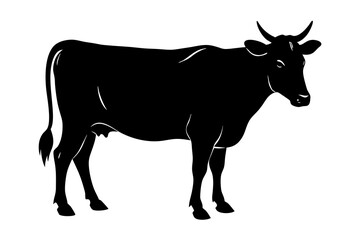 cow silhouette, cow vector illustration, bull, cow icon	
