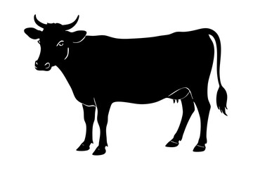cow silhouette, cow vector illustration, bull, cow icon	
