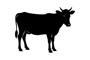 cow silhouette, cow vector illustration, bull, cow icon	
