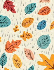 Colorful leaf pattern with vibrant autumn hues, perfect for seasonal designs and cozy themes.