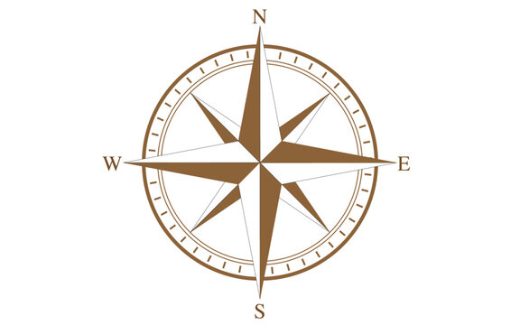 Wind rose engraving nautical compass vector image, compass image 4 directions