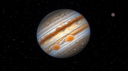 Jupiter encircled by orbiting moons, cosmic balance captured through an astronomical lens Jupiter  Orbit  Astronomy, moons in motion