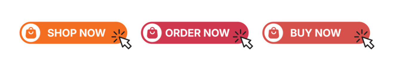 Set of web buttons with shopping cart icons. Buy button for online store—vector illustration.