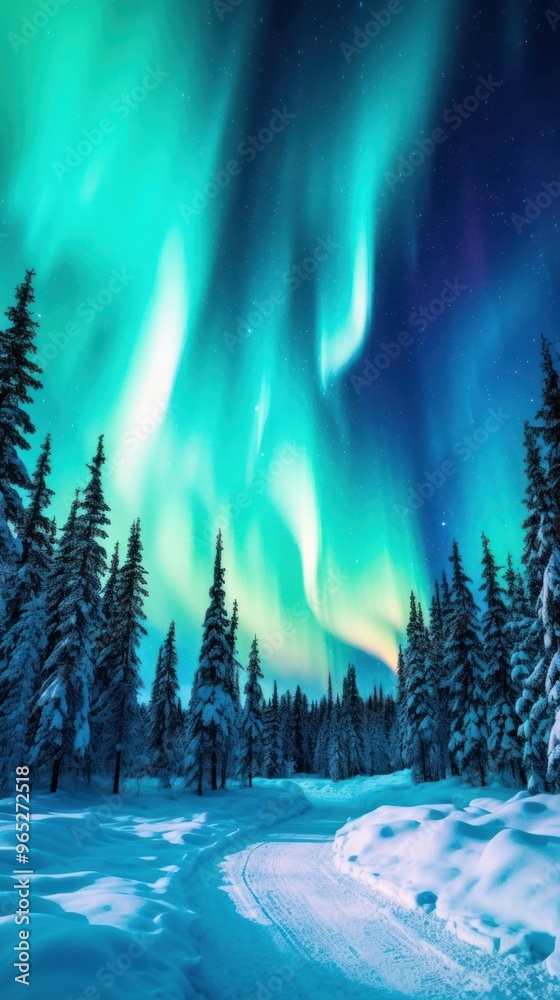 Wall mural outdoors nature aurora night.