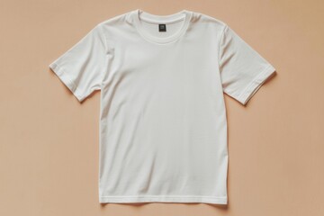 Simple Tshirt Flatlay mockup in beige background created with generative AI