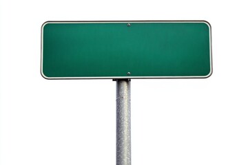 Empty blank green street road sign isolated on white background