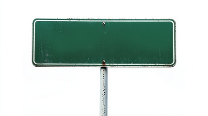 Empty blank green street road sign isolated on white background
