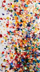 Fototapeta premium A Colorful Scattering of Paper Confetti on White Background