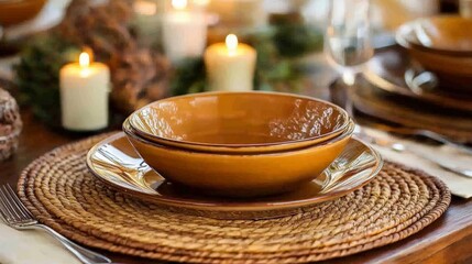Fototapeta premium Rustic Table Setting with Earthy Tones.