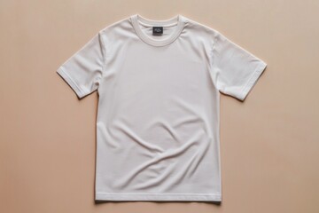 Simple Tshirt Flatlay mockup in beige background created with generative AI