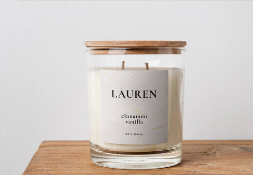 Branding Scented Candle Jar Label Mockup
