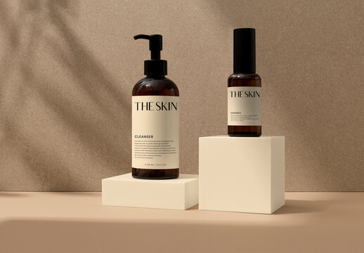 Branding Skincare Bottle Labels Mockup