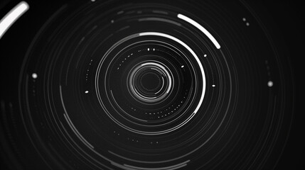 Digital white light circle effect black background.