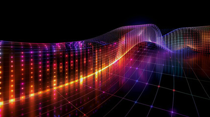 Colorful Digital Waveform with Grid and Light Effects