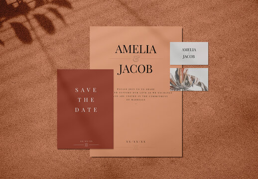 Stationery Flatlay Corporate Identity Brown Mockup
