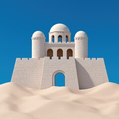 Mystical Desert Discovery - of Forgotten Palace Hidden in Sand Dunes with Copy Space, Quality