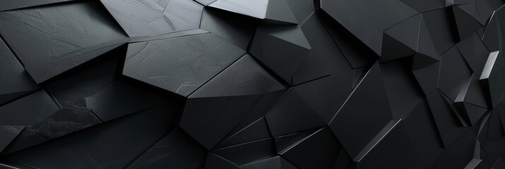 Matte black geometric forms with subtle texture, arranged in an impossible pattern, 3D