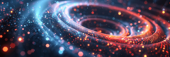 Conceptual cluster, a swirling vortex of data streams merging into a central core of interconnected nodes.