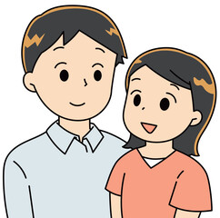 向かい合う笑顔の若いカップル