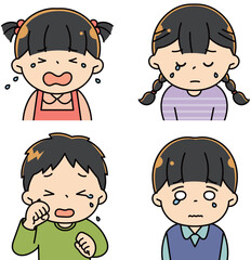 泣いている子供たちのセット