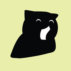 Black Smile Cat Vector Illustration 