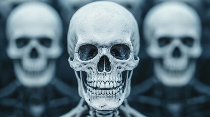 Fototapeta premium Fantasy Adventures Unveiled: Intriguing Skeleton Art in 8K Detail with Copy Space for Text