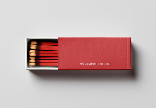 Packaging Flatlay Match Box Mockup With Generative AI